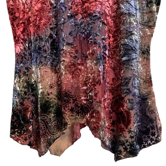 Vintage Jessica Women’s Mesh and Floral Crushed  Velvet Blouse Gypsy Y2K LARGE - Picture 13 of 16